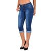 (M-3XL) Women Jeans Skinny High Waist Plus Size Cropped Denim Capri Pants for Daily Life