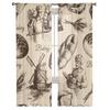 Bakery Sketch Seamless Pattern Tulle Sheer Curtains for Living Room the Room Bedroom Kitchen Decoration Voile Organza Curtains