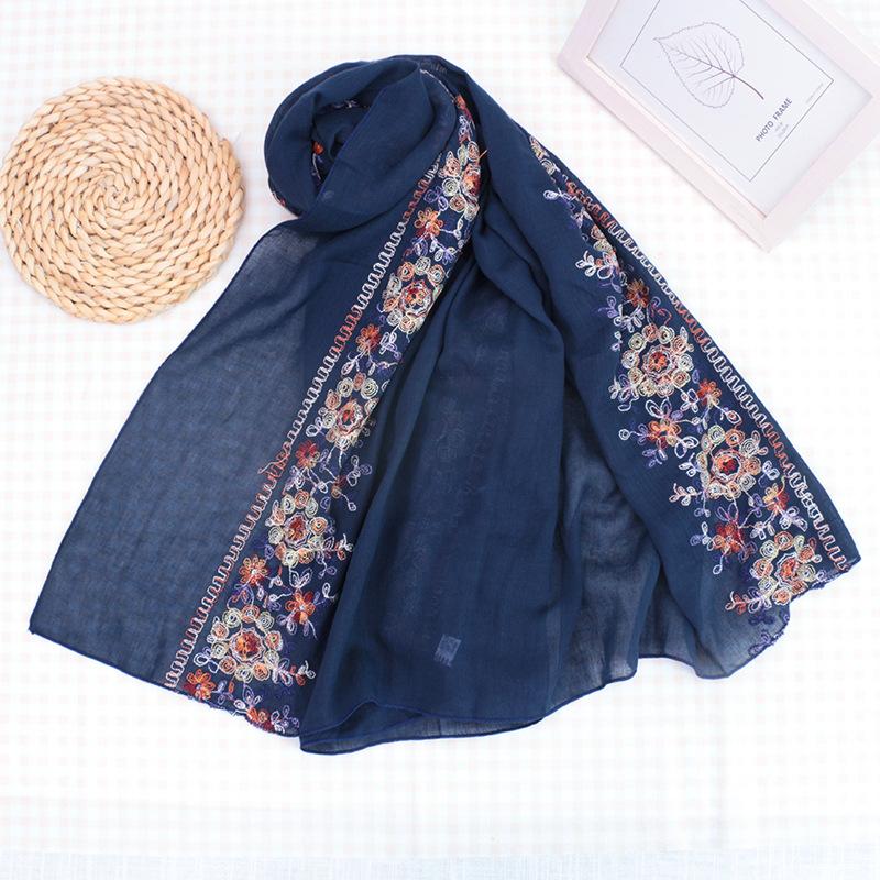Женская шаль для путешествий с вышивкой в стиле ретро из хлопка и льна, хиджаб, защита от солнца, теплая пляжная накидка, накидка для пустыни, богемный шарф