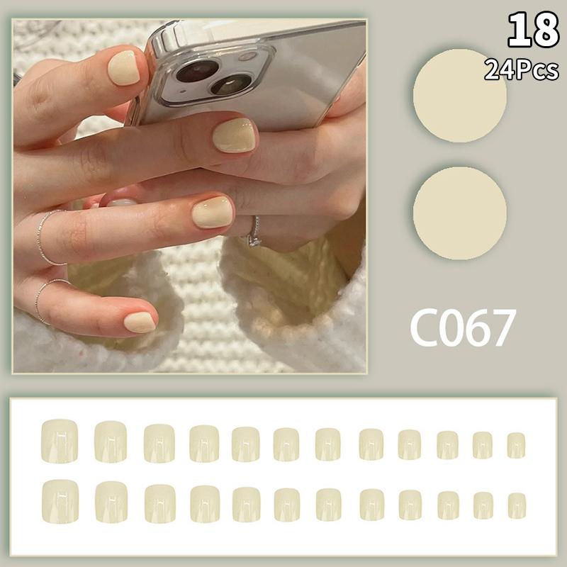 24 шт. однотонных цветных накладных ногтей с гелем на окрашенных многоразовых минималистичных стилях, быстросъемных, полностью готовых накладных ногтей