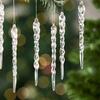 Sparkling Crystal Icicle Clear Glass Christmas Tree Ornaments Xmas Hanging Decorations Holiday Party New Year Festive Home Decor