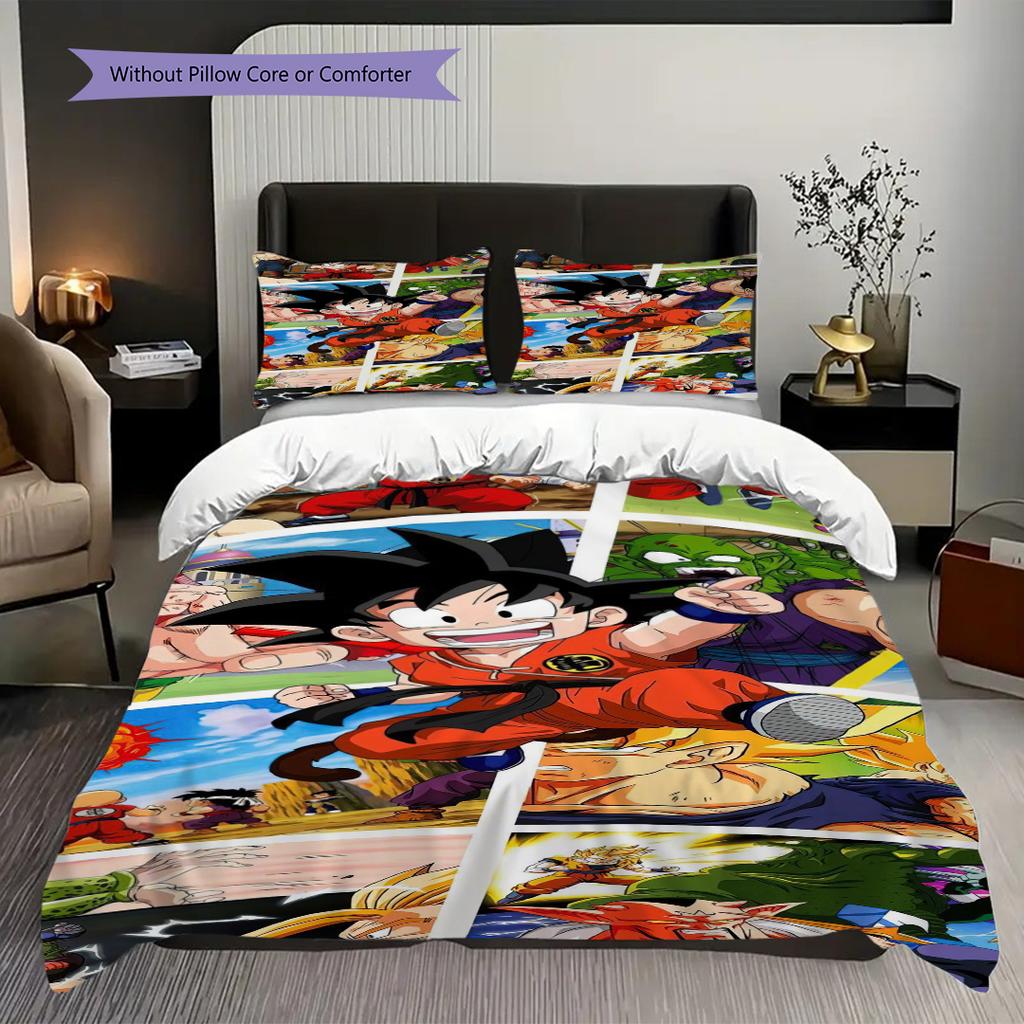 1PC Dragon Ball pattern Bedding Quilt Set Quilt Cover Pillowcase Home Decoration Birthday Gift (1 * duvet cover + 2 * pillowcase, without core)