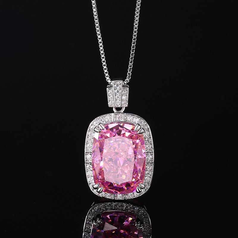 Ювелирные изделия Бриллиант Высокоуглеродистый Огранка Ледяной Цветок Медная Инкрустация Ретро Темперамент Подвеска Ожерелье Женский Ведущий 12 * 16