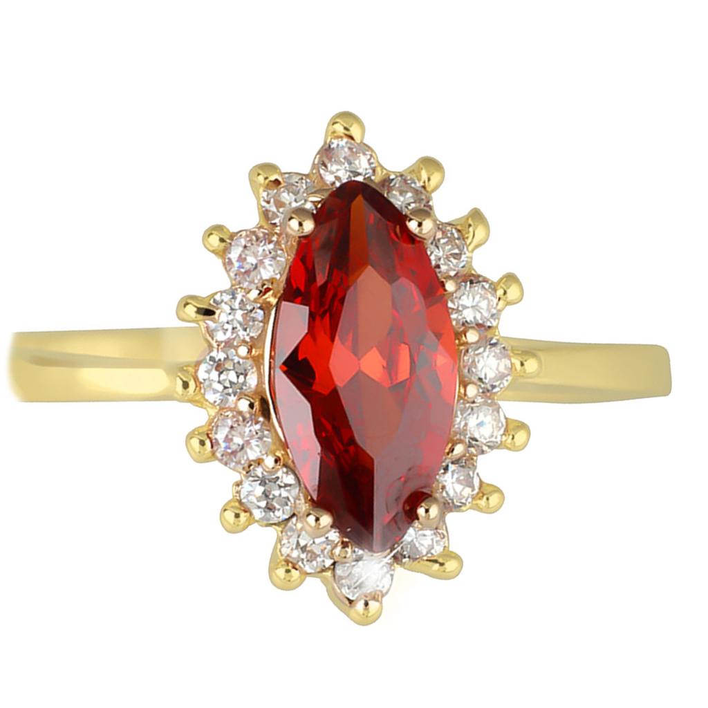 Gold Plated Ring 'Victorina' Golden Garnet - 14x10 Mm