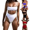2 шт./компл. комплект бикини, однотонный трехточечный эластичный женский купальник на тонких бретелях
