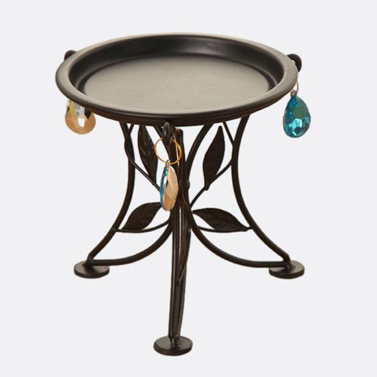 Металлическая подставка для растений, круглый держатель для кашпо с подвесками из искусственного хрусталя, 3 ножки, с покрытием, для декора дома и сада