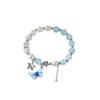 New Temperament Girlfriend Pearl Popping Crystal Bracelet Niche Design Japanese and Korean Blue Bow Bracelet Jewelry