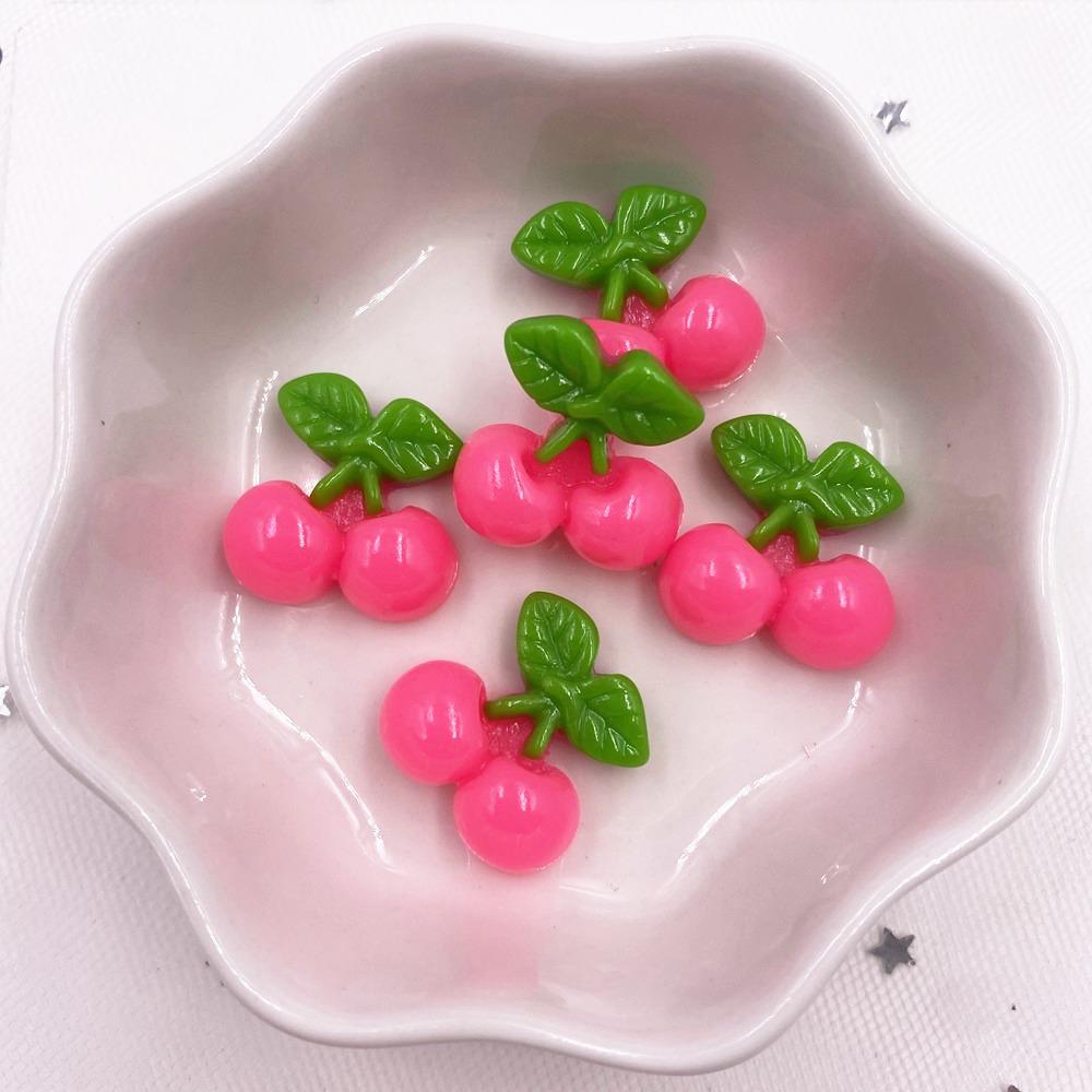 Resin Lovely Fruit Cherry Flatback Cabochon Stone Figurines Applique Home Decor Crafts 20pcs DIY Girl Bow Scrapbook Craft