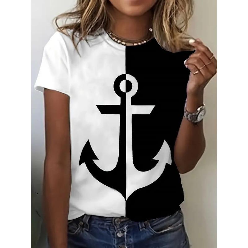 Летний топ с круглым вырезом и принтом 3D Barb, модные повседневные футболки с короткими рукавами для женщин