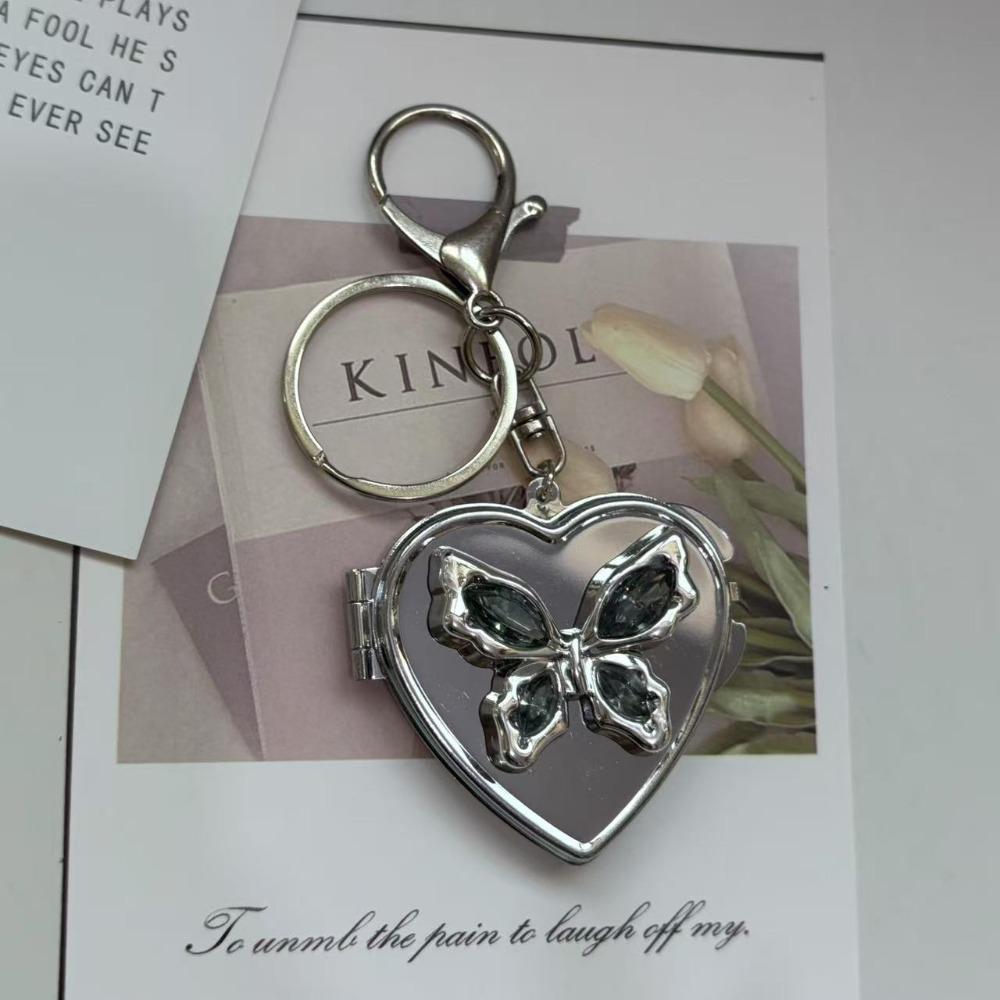 Сумка в форме сердца, подвесной брелок, двустороннее зеркало, косметическое зеркальце, брелок для ключей, милый аксессуар