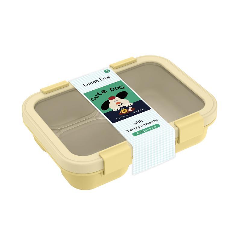 Bento Lunch Box Leak Proof 3 Compartments Portable Food Storage Box for Kids School Office Outdoor Picnic