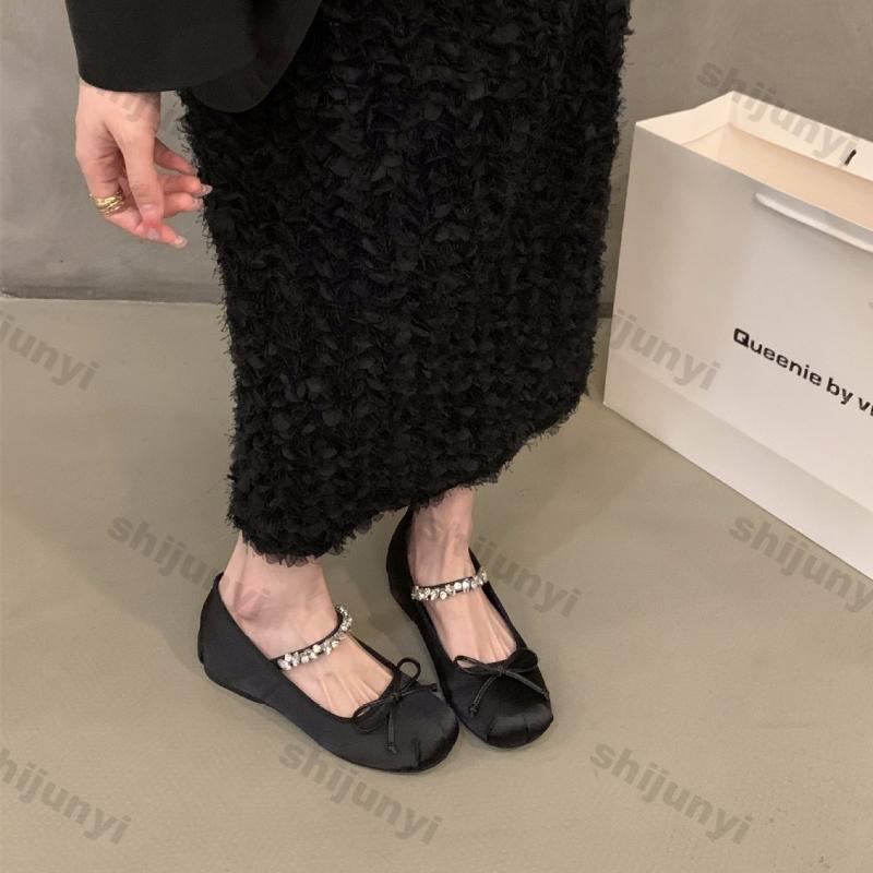 Женские балетки с круглым носком и бантом, весенне-розовые, на плоской подошве, одинарная обувь для девочек, удобные слипоны, увеличивающие рост, повседневные туфли Мэри Джейн