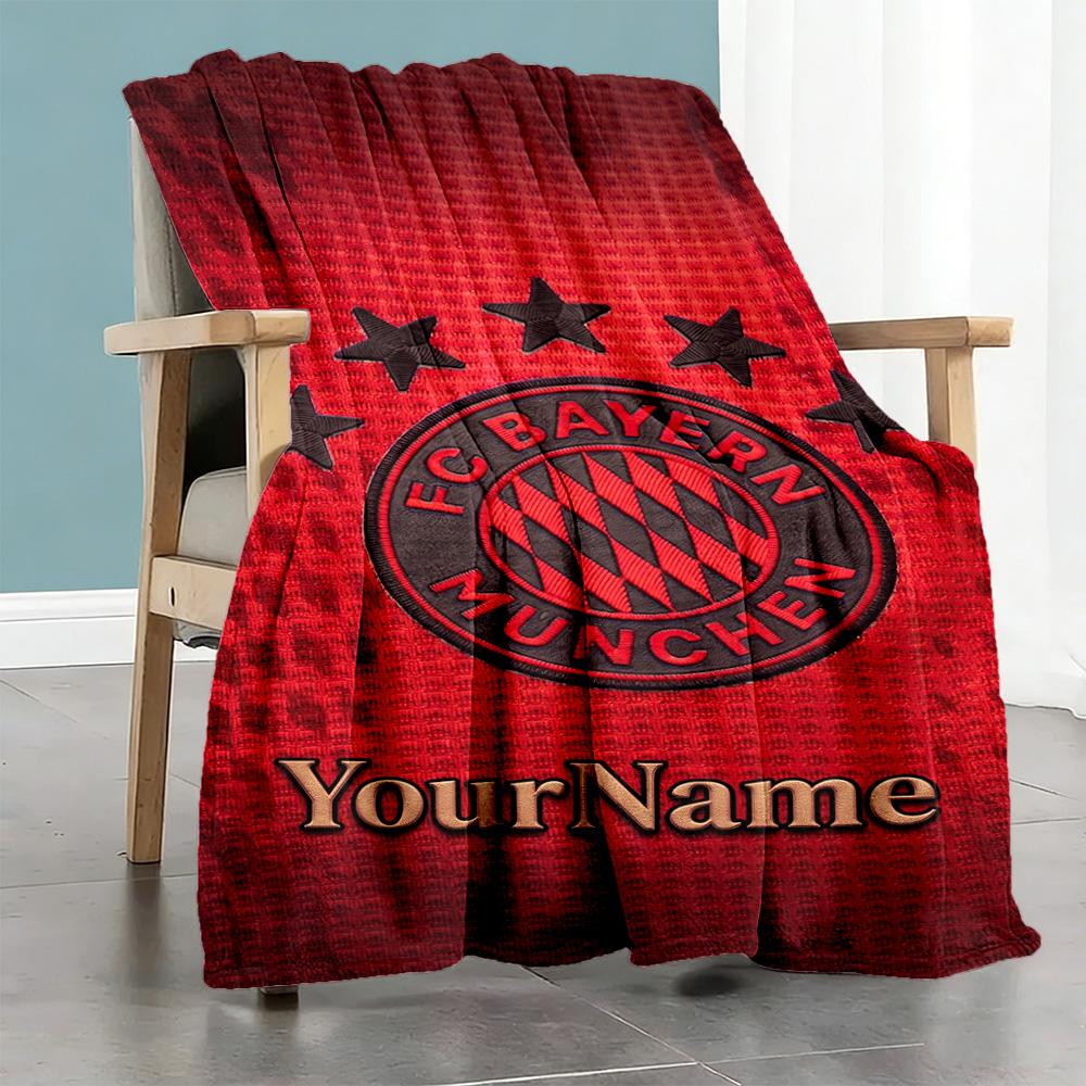 Bayern Munich Personalized Text Blanket Lightweight Personalized Blanket Soft & Cozy Versatile for Seaside Office Bed Couch Four Seasons Universal