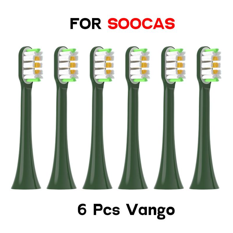 6 шт. насадок для щеток SOOCAS X3/X3 Pro/X1/V1/V2/D3/X3U/X5 с мягкой щетиной DuPont, в вакуумной упаковке