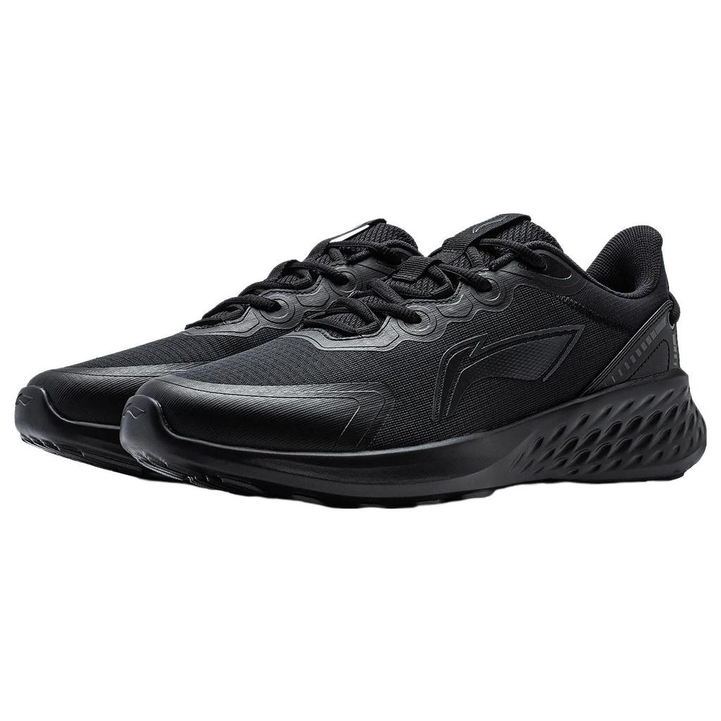 Li Ning Мягкие противоскользящие износостойкие низкие беговые кроссовки Мужские Черные ARST047-5