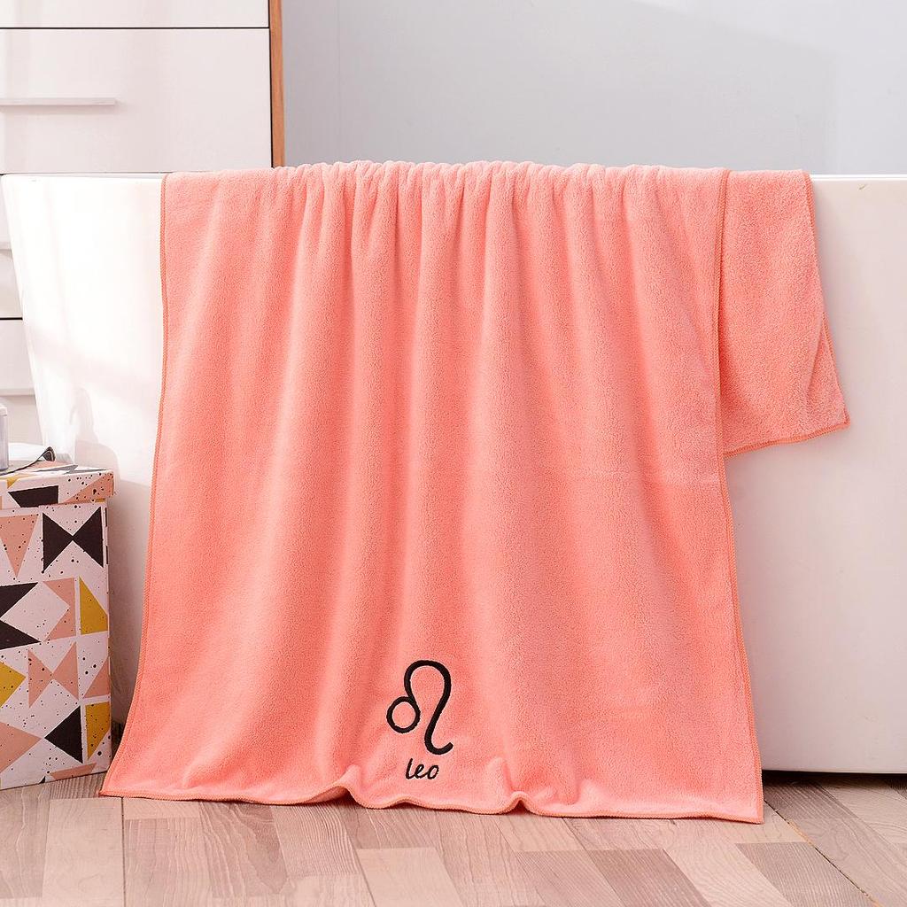 Soft Coral Fleece Twelve Constellations Bath Towel Set - Absorbent & Thick for Couples