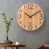 14 Inch Circular Wooden Clock for Living Room, Nordic Minimalist Wooden Wall Clock, Fiber Wood Board Creative Clock