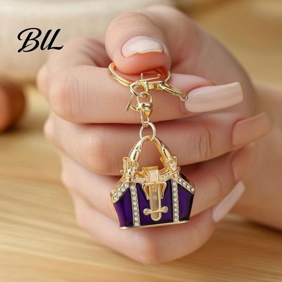 Handbag Shape Keychain Mini with Rhinestone, Zinc Alloy Pendant for Sparkly Bag Charm Keys Handbags Backpacks, Lightweight Decorative Accessory Women