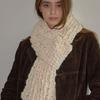 Slowslowly Sleeve Handmade Crochet Knit Big Wool Muffler _ Cream