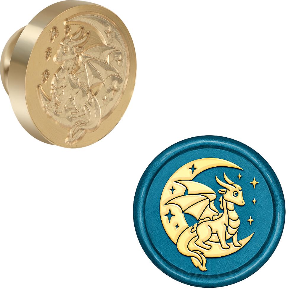 Серия «Луна и животные» Печать из сургуча Змея Слон Кошка Единорог Сменная печать для сургуча 25 мм Латунная головка для Хэллоуина