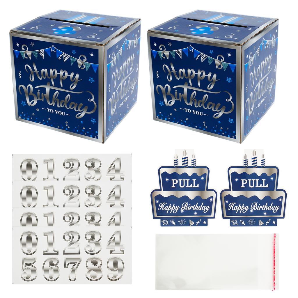 2Pcs Birthday Money Pull Box Set Creative Happy Birthday Money Gift Box Exquisite Surprise Birthday Party Cash Gift Box DIY