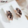 Kinel Multiple Black Zircon Rose Gold Color Drop Earrings