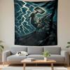 Vertical Tapestry Thor Odin Mjolnir Lightning Storm Dark Viking Painting Wall Hanging