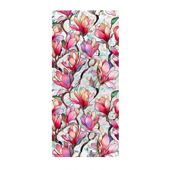 Flower Window Privacy Film Double-sided Stained Glass Rainbow Window Film Sun Blocking Static Covering Cling Sticker PVC Window Door Decorative