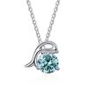 BagueRingen 1.0ct 6.5mm Green Round 18K White Gold Plated 925 Silver Pendant Necklace Moissanite Dolphin Shape Woman Girl Gift