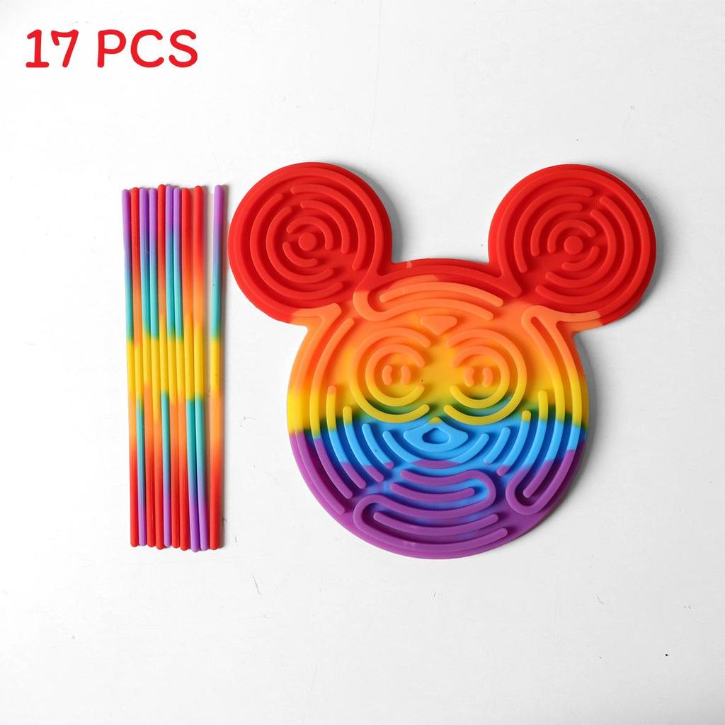 Красочная силиконовая сенсорная развивающая доска для детей с дизайном единорога для снятия стресса