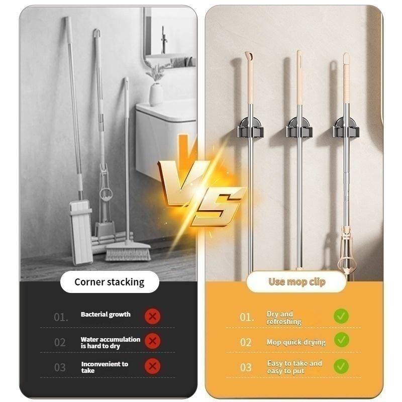 Не нужно сверлить Присоска Держатель для швабры, Настенный зажим для швабры, Крючок для метлы, Органайзер для хранения за дверью ванной комнаты, Кухонный крючок-клипса