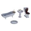 1:12 Dollhouse Miniature Blue Porcelain Bathroom Set Toilet Basin Bathtub