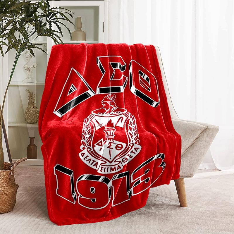 1pc Blanket Delta Sigma Theta logo Print Design, Lightweight Blanket for Sofa, Bed- Soft &Warm, Gift for All Seasons like Christmas, Halloween