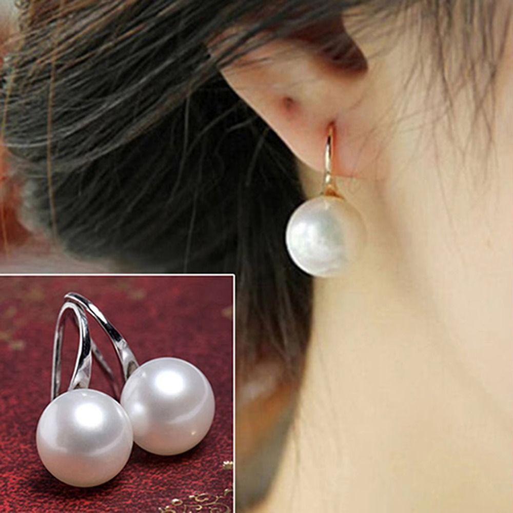 Ball Shape Long Earrings Simulation Freshwater Pearl Ear Hook Exquisite Drop Earrings  Ear Jewelry