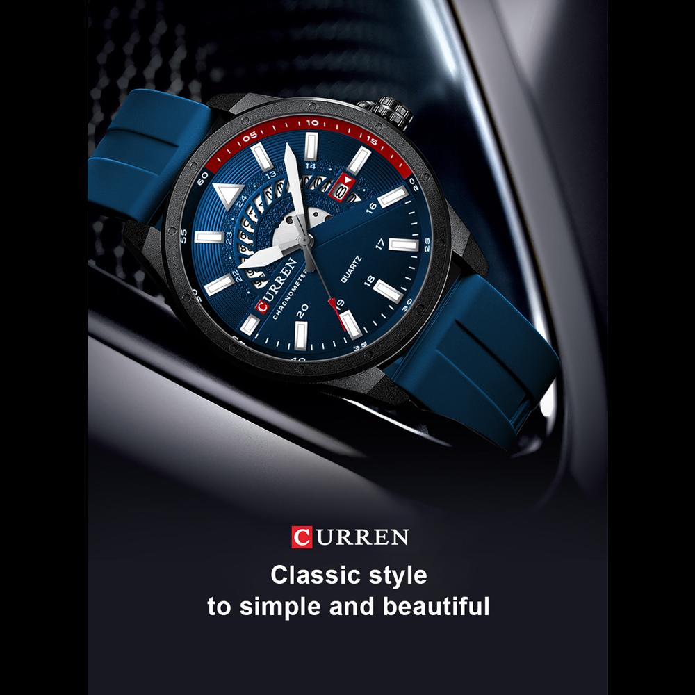 CURREN New Design Waterproof Sports Quartz Watch Fashion Luxury Army Military Watches Men Dual Time Zone Clock Relogio Masculino