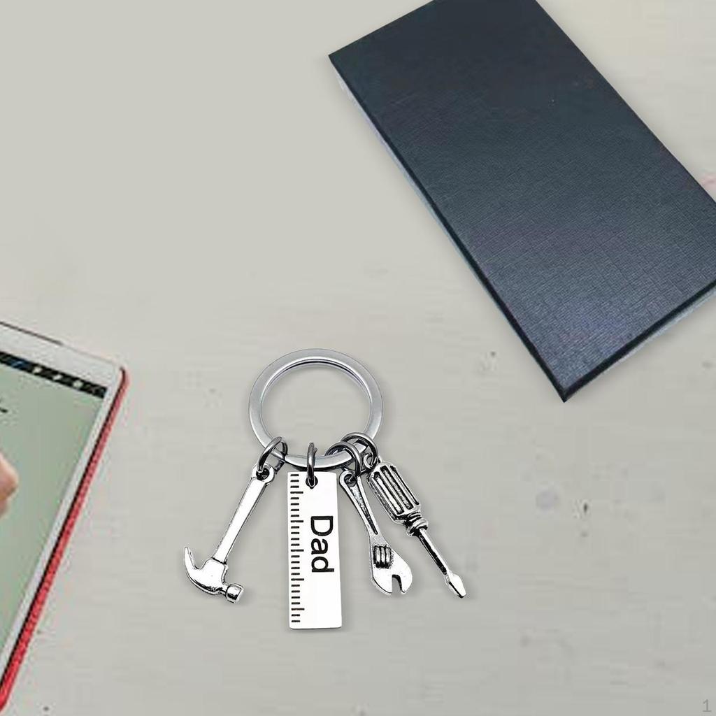 Father's Day Keychain Fathers Gift Creative from Daughter Hammer Screwdriver Wrench Keyring Key