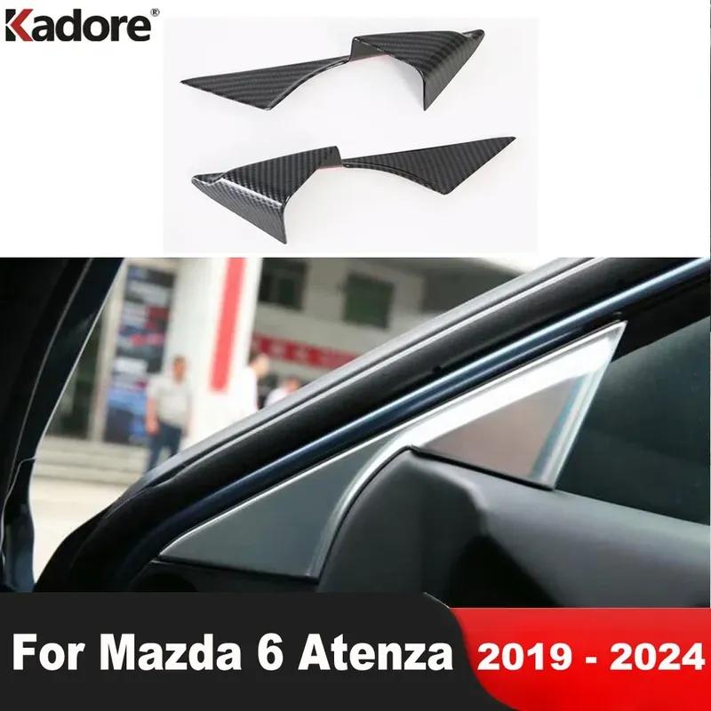 For Mazda 6 Atenza Sedan - 2024 Carbon Fiber Car Front Inner Door A Pillar Triangle Cover Trim Interior Accessories