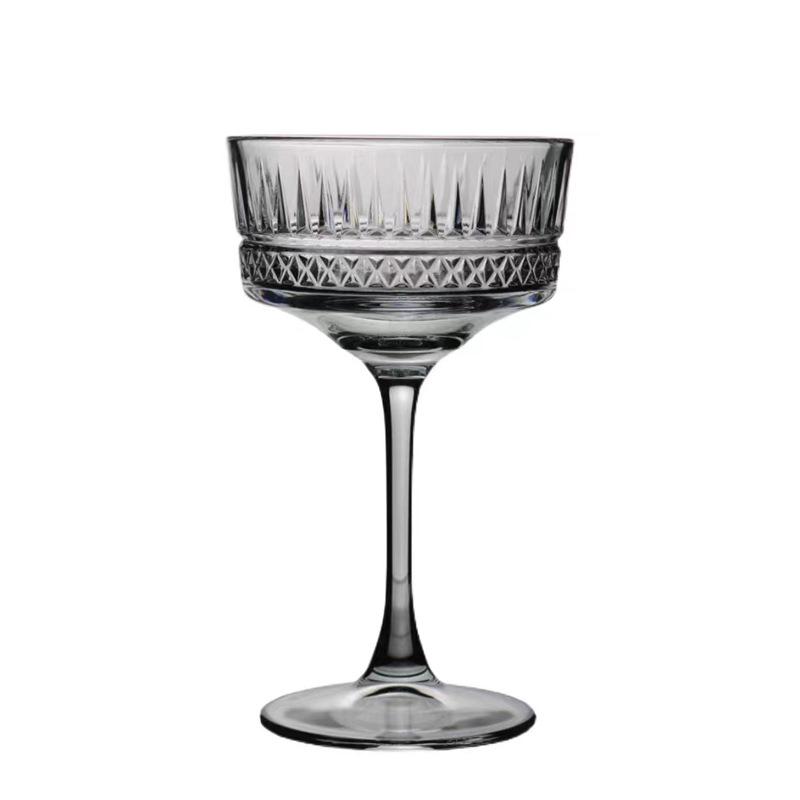 Minimalist Wide Mouth Stemmed Glass for Champagne, Martini, Cocktail, Dessert, and Wine