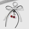 Cherry Ribbon Bowknot Bag Pendant Charm Sweet Keychain Elegant Beaded Keyring Simple Bag Hanging Decoration Accessories Gifts