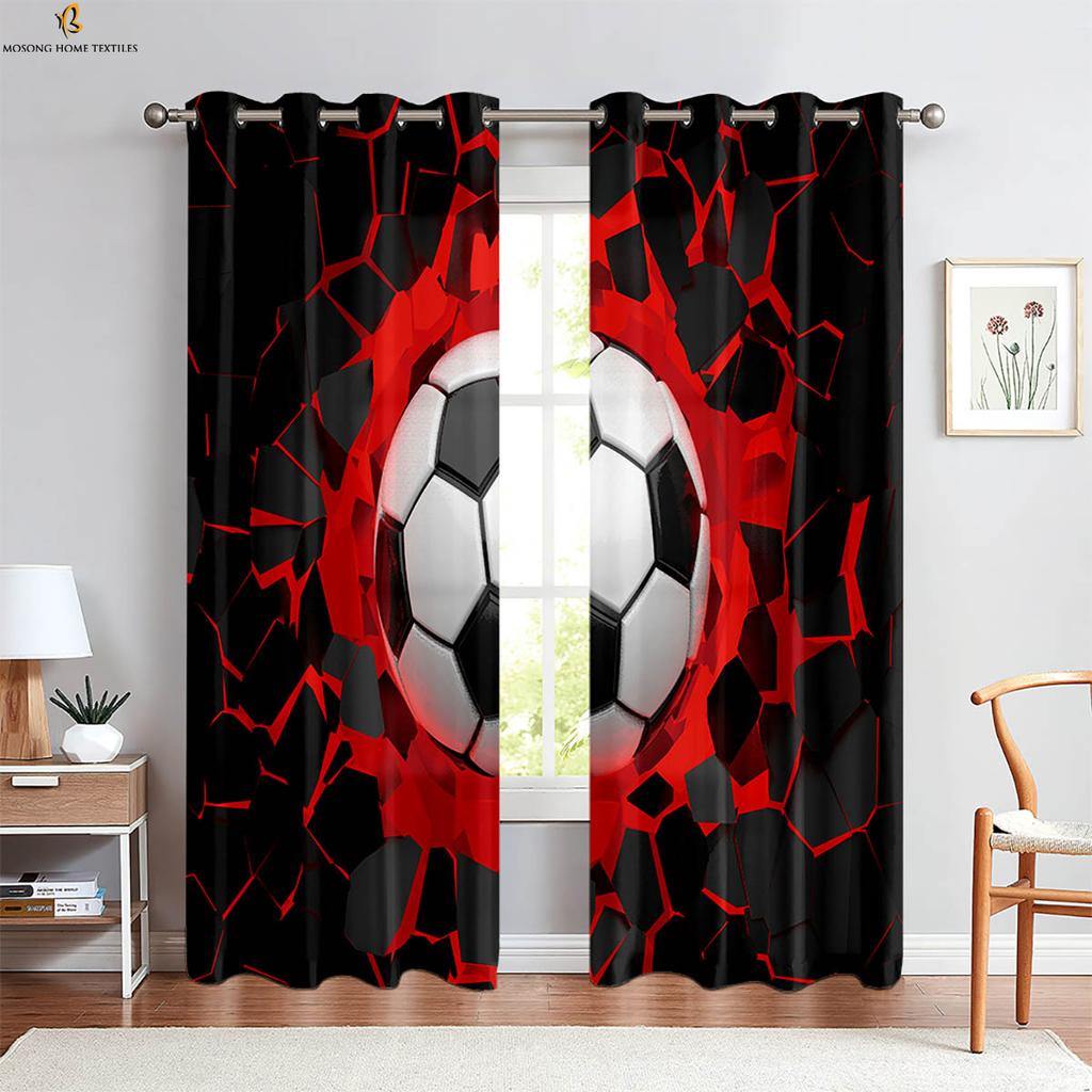 Разбейте кирпичную стену Крутой футбол 3D Печатные шторы Детская комната Гостиная Кухня Спальня Декоративные шторы 2 шт.