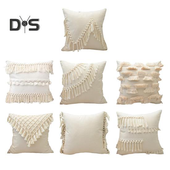 Наволочка с кисточками и скрытой молнией, декоративная бахрома, квадратная форма, бохо-стиль, офисный диван, декоративная наволочка для подушки, гостиная, спальня, автокресло