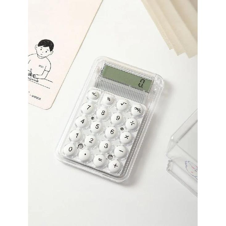 Mini Calculator 8-Digit LCD Display Transparent Portable Calculator for Students