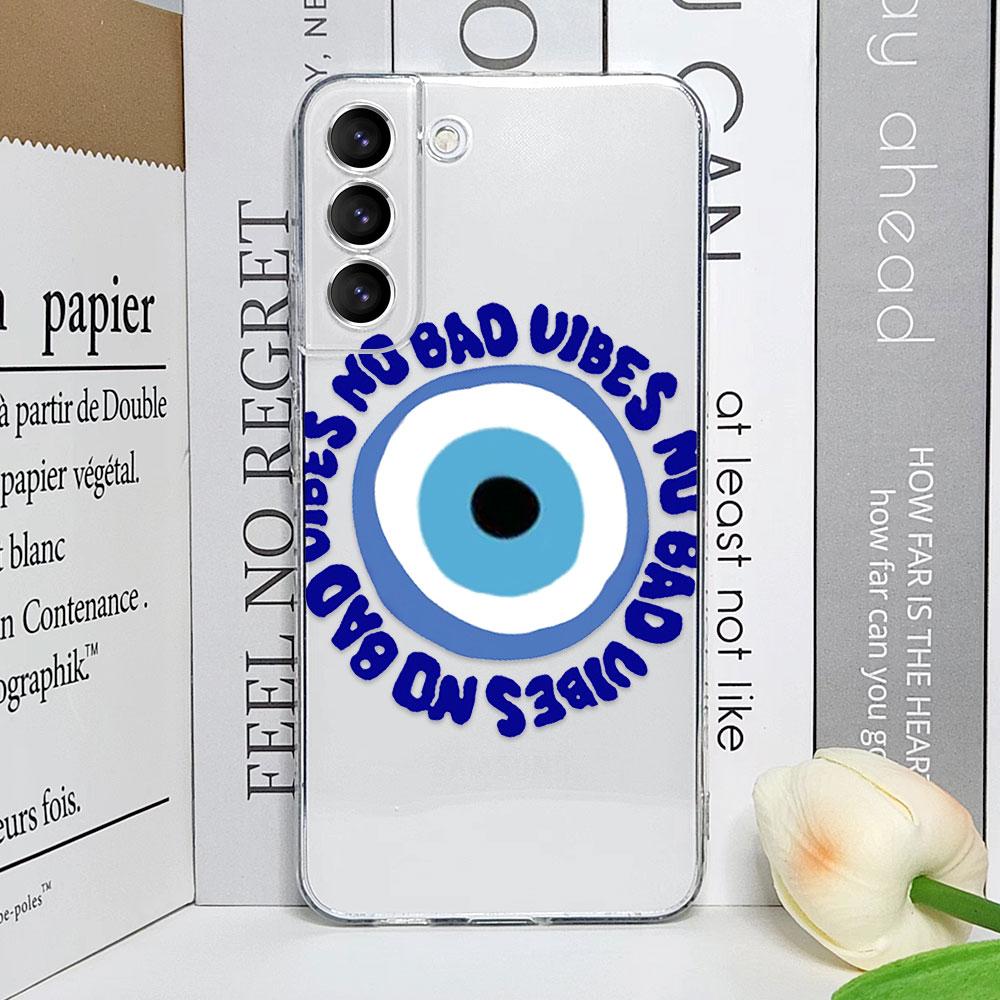 Чехол для телефона с принтом Синий Глаз Удачи и Сглаза для Samsung Galaxy S23 FE S22 Plus S21 S24 S25 Ultra, Прозрачные Мягкие Силиконовые Чехлы Fundas