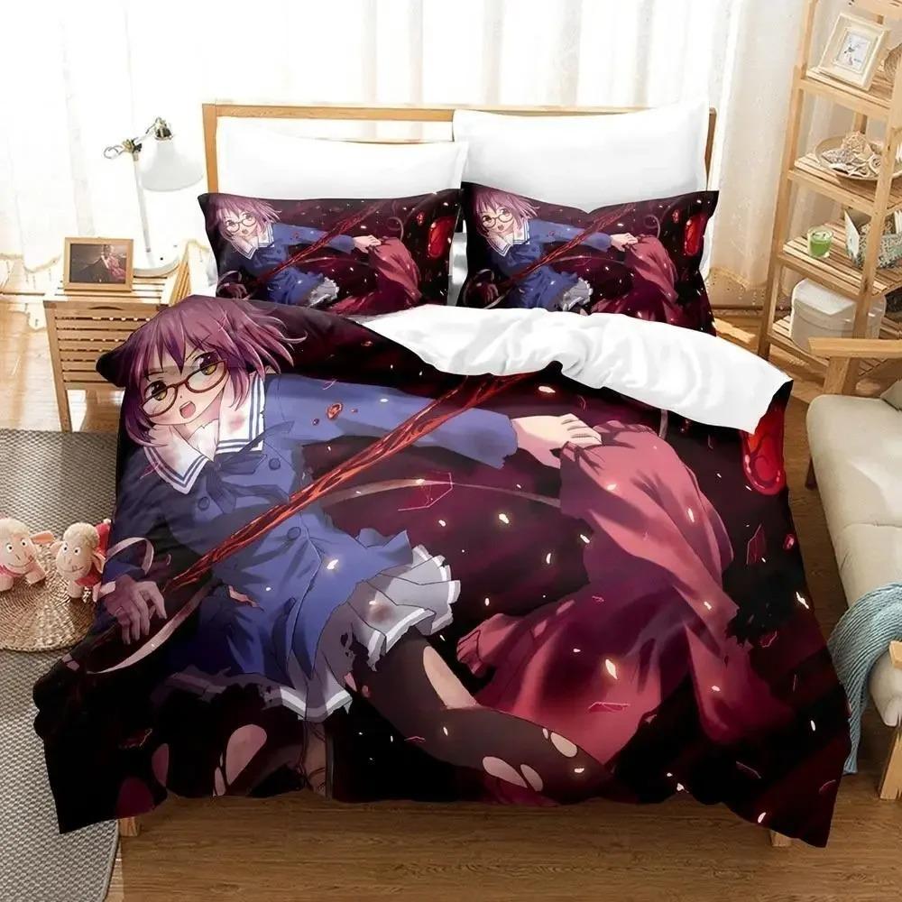New Beyond the Boundary Bedding Set Cartoon Anime three-piece set Adult Kid Bedroom Duvet cover Sets 3D Kawaii Girl Home textile