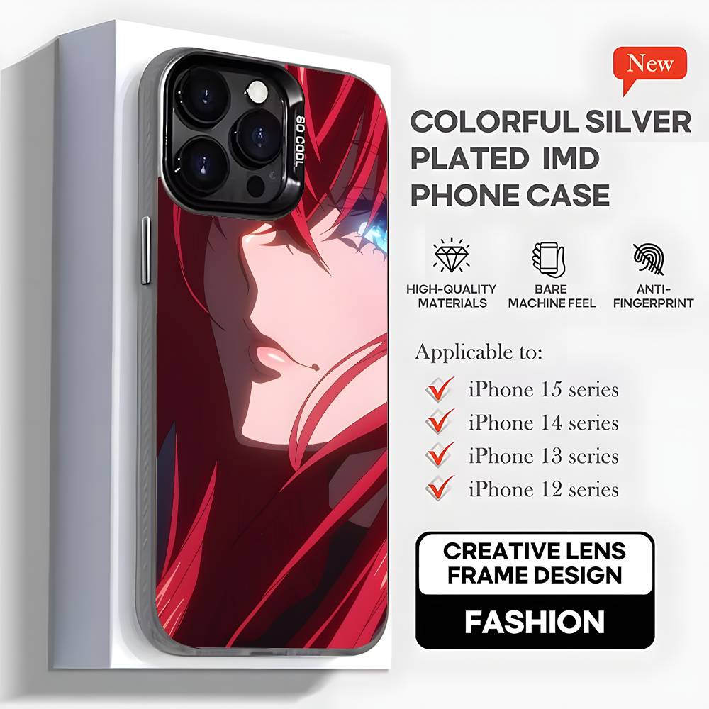 Чехол для телефона R-Rias Gremory High School для iPhone 16,15,14,13,12,11,Mini,Pro,MAX,plus, Черный Матовый Ударопрочный Чехол