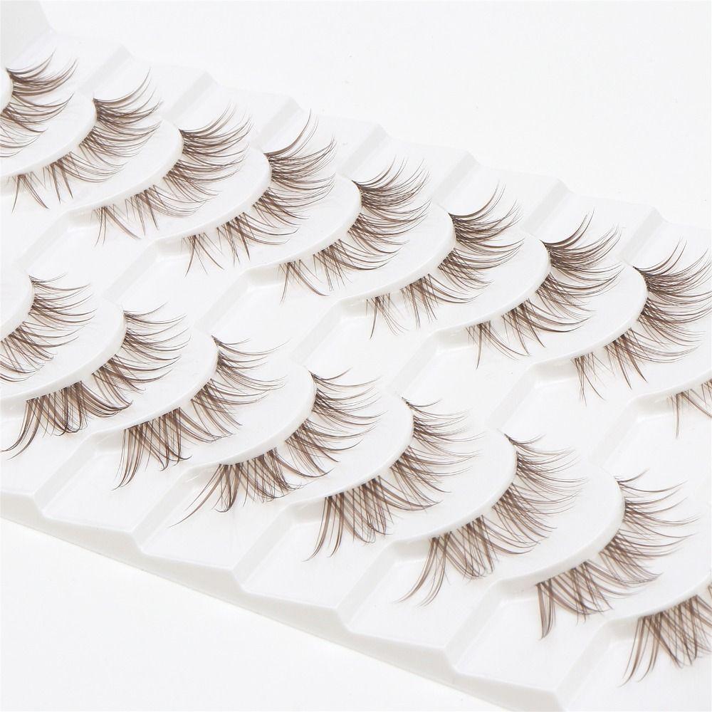 10 пар 3D коричневых накладных ресниц, драматичные аниме-ресницы для японского косплея для женщин
