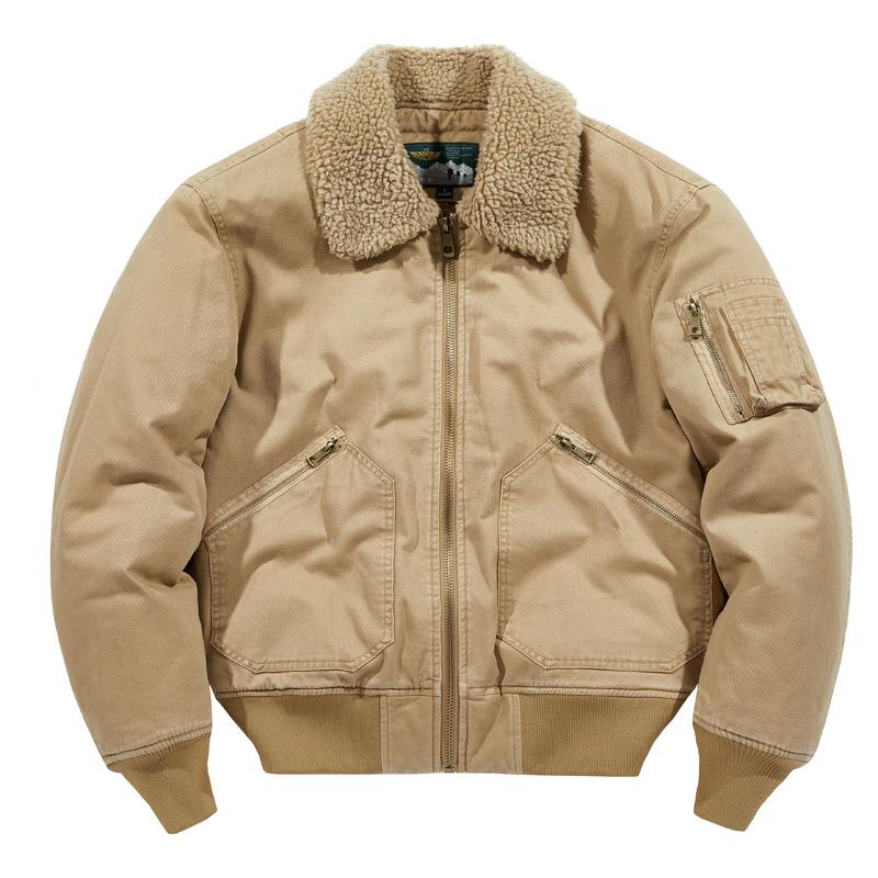 Зимняя летная куртка мужская куртка из искусственной овечьей шерсти с начесом комбинезон с лацканами флисовая утолщенная свободная термостеганая куртка