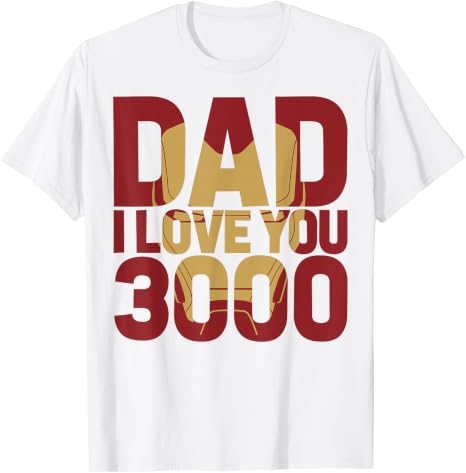 Fashion Casual Funny Iron Man Dad I Love You 3000 Text Fill Father's Day T-Shirt S-4XL Unisex