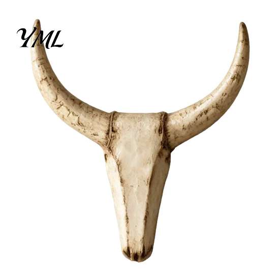 Unique Mantelpiece Statues Longhorn Bull Wall Sculpture, Rustic Farmhouse Animal Figurine, Distressed Decoration, Sculpture Decorative Vintage Statue