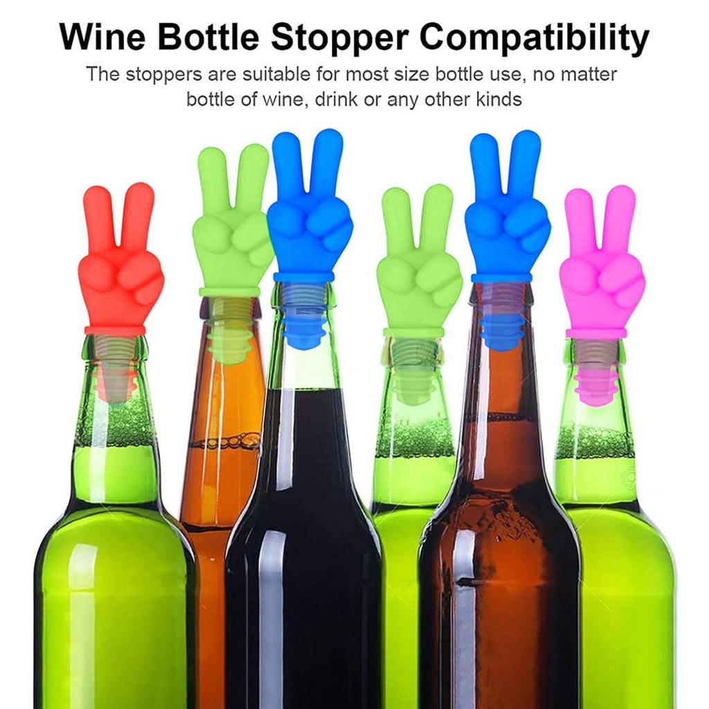 Silicone Bottle Stopper Creative Finger Shape Wine Bottle Sealer Reusable Airtight Seal for Food Storage Glass Bottles and Spice Jars